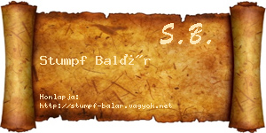 Stumpf Balár névjegykártya